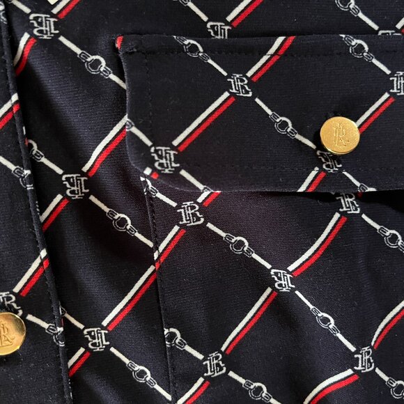 Ralph Lauren Geometric-Print Long-Sleeve Jersey Shirtdress Sz L - Picture 11 of 13